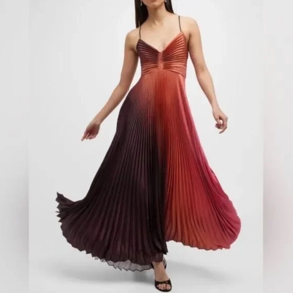 ALC Ariya Accordion Pleated Maxi Dress Ombré Dress - Size 2 (EUC) - Picture 2 of 12